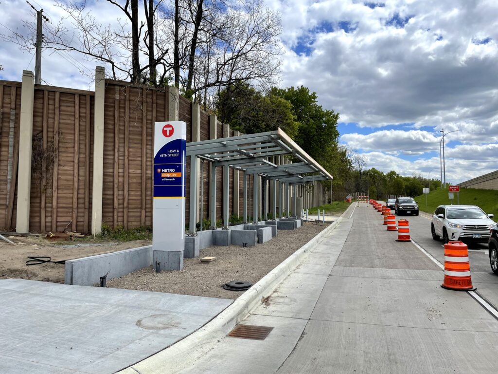 I-35W & 66th Street Orange Line Station, northbound platform during construction