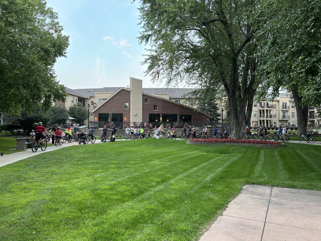 The lawn of the public-private Kirchbak Sculpture Garden in downtown Richfield, during a previous tour.