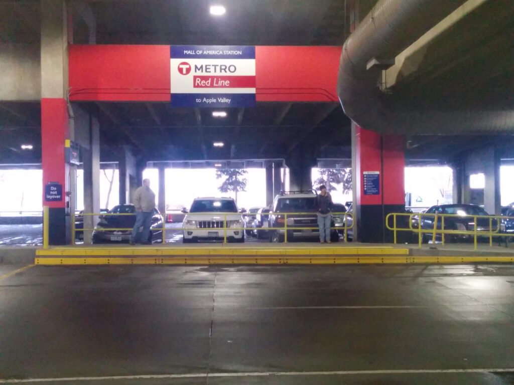 The original Red Line boarding area at Mall of America Station prior to 2020